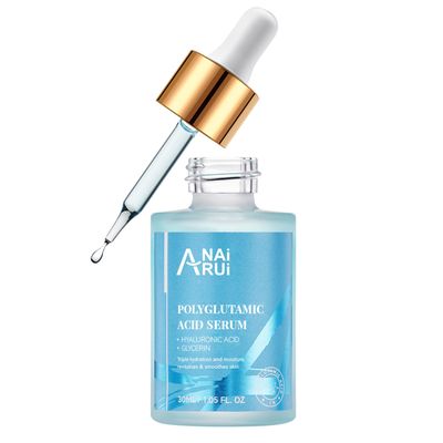 ANAI RUI Polyglutamic Acid Moisturizing Serum with Hyaluronic Acid and Glycerin - Plump, Hydrate, Firm,Face Serum for Dry Skin, Reduce Fine Lines and Wrinkles - 1.05 fl oz