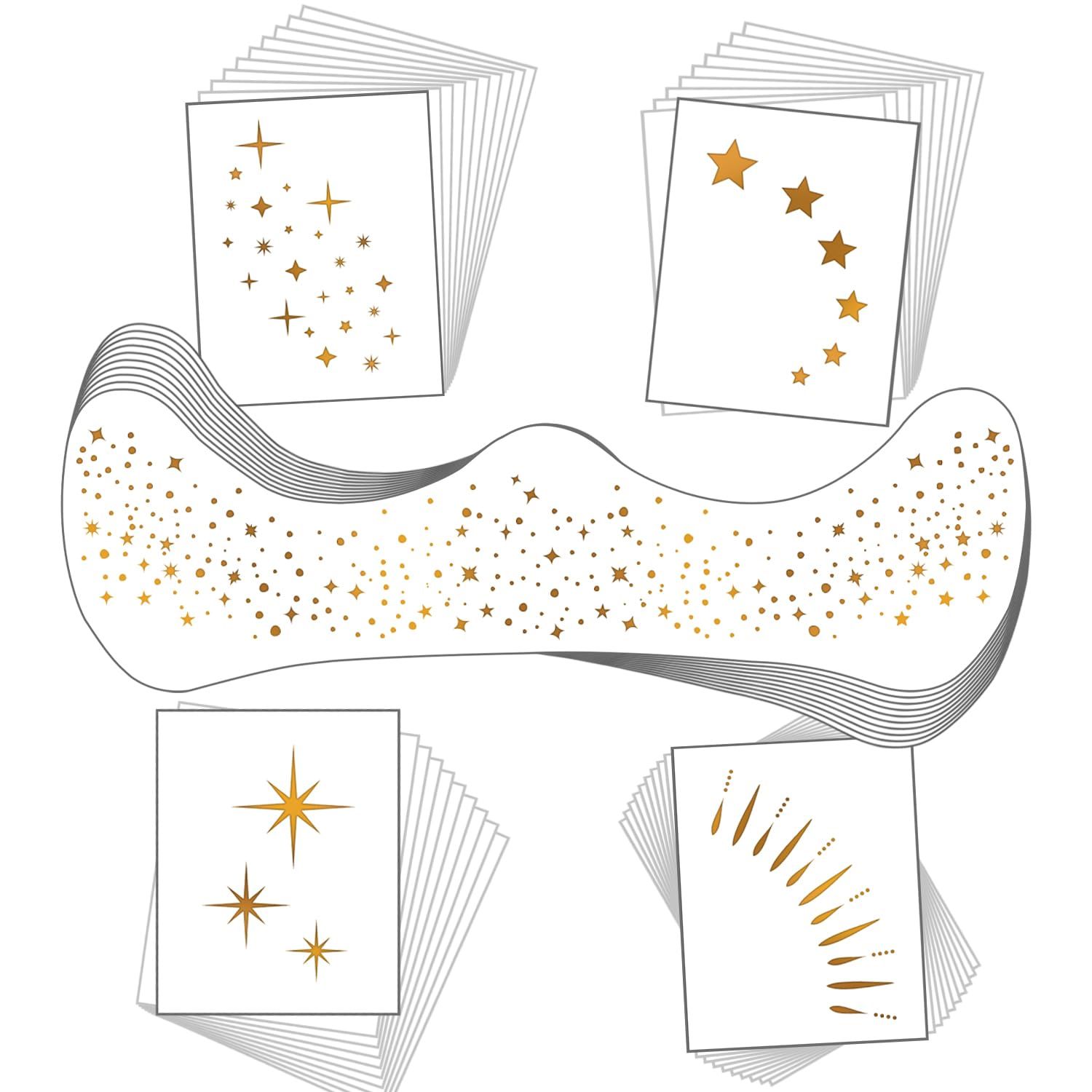 50 Assorted Glitter Freckles Face Tattoo, Glow Up Makeup Patches Cosmetic Glitter for Face, Sparkle Makeup Patches, Waterproof Face Glitter Speckles Patches for Christmas (Gold)