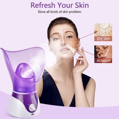 Crybeno Facial Steamer for Face, Nano Ionic Face Steamer for Facial Deep Cleaning, Hot Mist Face Humidifier Set for Women Men, Moisturizing Cleansing Pores with Blackhead Remover Kit, Purple