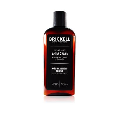 Brickell Men&#39;s Products Instant Relief Aftershave for Men, Natural and Organic Soothing After Shave Balm to Prevent Razor Burn, 4 Ounce, Scented