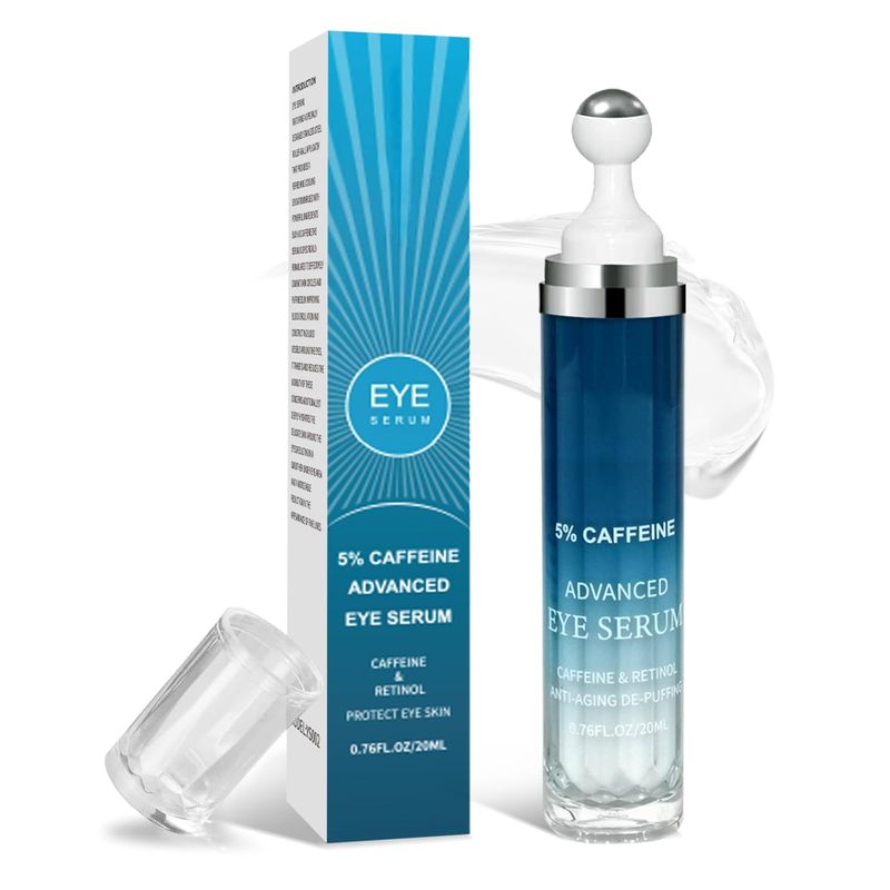 5% Caffeine Eye Cream &amp; Under Eye Serum for Dark Circles and Wrinkles, Under Eye Bags Treatment, Anti-Aging Caffeine Eye Serum with Hyaluronic Acid and Niacinamide, 360 Eye Roller Massage(20ML)