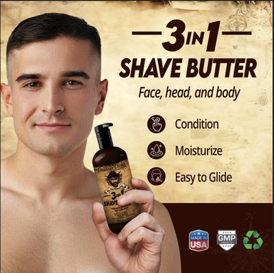 DeadeyeDick's 3-in-1 Shave Butter for Men | Natural Shaving Cream Mens for Face, Head &amp; Body | Gentle &amp; Comfortable on All Skin Types | 16 FL OZ