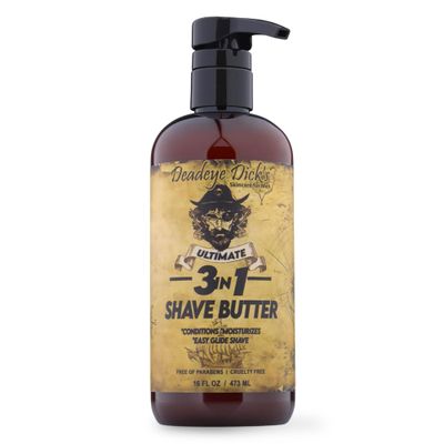 DeadeyeDick&#39;s 3-in-1 Shave Butter for Men | Natural Shaving Cream Mens for Face, Head &amp; Body | Gentle &amp; Comfortable on All Skin Types | 16 FL OZ