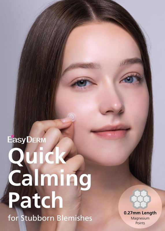 EasyDerm Quick Calming Magnesium Patches (10 patches) with Cica Ampoule - Intensive Care, Pimple patches, Hydrocolloid Band, Zits Spot care, Overnight Home Care 2-8 hours