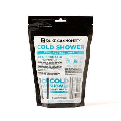 Duke Cannon Cold Shower Cooling Field Towels - 45 Pack, Menthol-Infused for Instant Cooling, Aloe, Jojoba & Chamomile, Individually Wrapped for Freshness