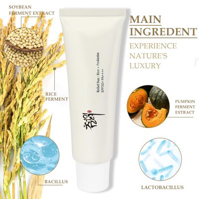 2PCS Relief Sun Organic sunscreen SPF50, Korean Skin Care Solution for All Skin Types, ++++PA++++ Rice and Probiotics, 50ml Nourishing Skin Protection and UV Defens