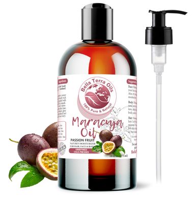 Bella Terra Oils - Maracuja Seed Oil 16oz - Cold-Pressed Purity from Passion Fruit Seeds, Infused with Essential Minerals &amp; Fatty Acids, A Beacon for Skin Care Enthusiasts