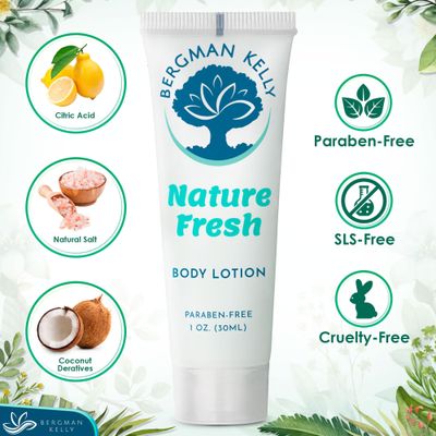 BERGMAN KELLY - Travel Size Lotion - 1 fl oz, 100 PK, Nature Fresh - Delight Your Guests with Refreshing &amp; Soothing Body Lotion - Quality Mini and Small Size Guest Hotel Toiletries in Bulk