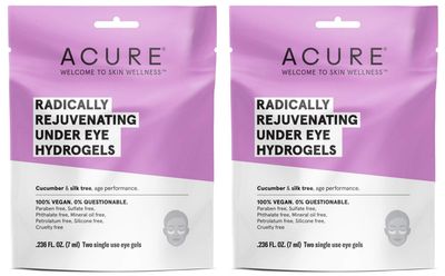 Acure Organics Radically Rejuvenating Under Eye Hydrogel Mask (Pack of 2) with Cucumber and Silk Tree, for Age Performance.236 fl. oz.