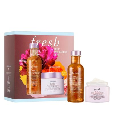 Fresh Deep Hydration Duo for Women - 2 Pc 3.3oz Rose Deep Hydration Facial Toner, 1.6oz Rose Deep Hydration Face Cream