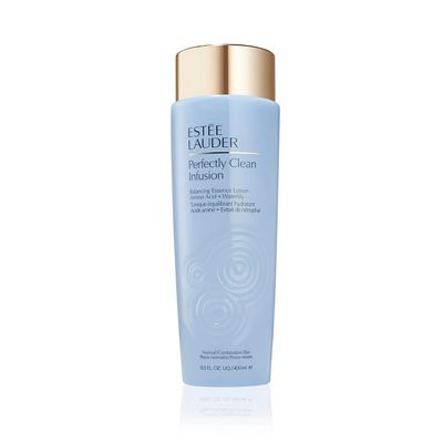 Este Lauder Perfectly Clean Infusion Balancing Skin Essence Face Lotion Toner with Amino Acid + Waterlily, 13.5 Fl Oz