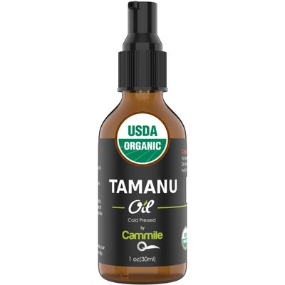 Cammile Q Organic Tamanu Oil - Natural Psoriasis Treatment - Great For Eczema, Acne &amp; Scars - Cold Pressed