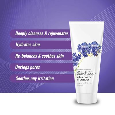 Aroma Magic Aloe Vera Facial Cleanser | Deeply Cleans & Rejuvenates Skin | Helps Unclog Pores | Hydrating & Soothing | Creamy Soap-Free Cleanser for Dry Skin | 3.52 Oz/100g