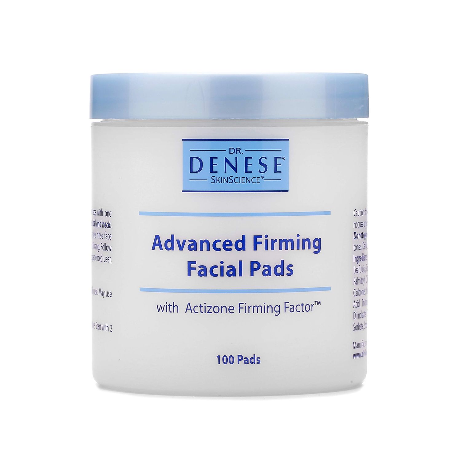 Dr. Denese SkinScience Advanced Firming Facial Pads Exfoliator &amp; Deep Pore Face Cleanser, Toner &amp; Skin Care Glycolic Acid, Peptides &amp; Aloe - Vegan, Paraben-Free, Cruelty-Free - 100 Count
