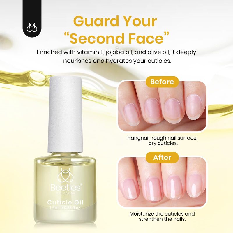 Beetles 7.5ml Cuticle Oil Nail Oil Cuticle Oil Care for Nail, Damaged Cuticles, Stronger Nails Spa and Hand Manicure Essentials for Repaired Thin Nails DIY Home Nail for Women