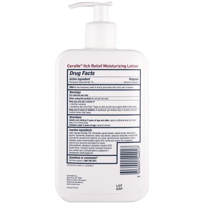 CeraVe Anti Itch Moisturizing Lotion with Pramoxine Hydrochloride, Relieves Itch with Minor Skin Irritations, Sunburn Relief, Bug Bites, 16 Ounces