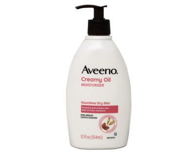 Aveeno Creamy Oil Daily Body Moisturizer, Non-Greasy &amp; Lightly Scented Body Moisturizer with Oat &amp; Almond Oil Nourishes Dry Skin with 24 Hours of Moisture, Non-Comedogenic, 12 fl. oz