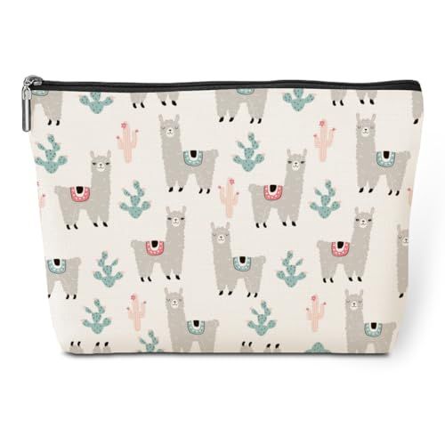 Cute Llama Makeup Bag Alpaca Llama Gifts Llama Decor Funny Llama Stuff Decor Llama Lovers Gift Christmas Birthday Gifts for Women Animal Lovers Girl Daughter Best Friend BFF Niece Sister Toiletry Bag