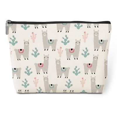 Cute Llama Makeup Bag Alpaca Llama Gifts Llama Decor Funny Llama Stuff Decor Llama Lovers Gift Christmas Birthday Gifts for Women Animal Lovers Girl Daughter Best Friend BFF Niece Sister Toiletry Bag