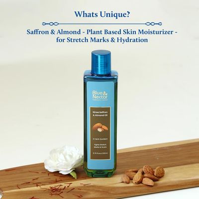 Blue Nectar Saffron &amp; Almond Oil | Fights Stretch Marks | Moisturizes &amp; Nourishes Skin | for All Skin Types (12 Herbs, 6.76 Fl Oz)