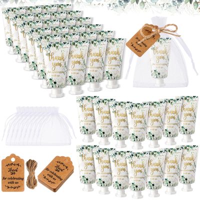Dansib 48 Sets Baby Shower Hand Cream Baby Shower Party Favors for Guests Christmas Hand Cream Gift Bulk Travel Size Hand Lotion Hand Cream Set for Wedding Baby Shower Christmas (Eucalyptus Leaves)