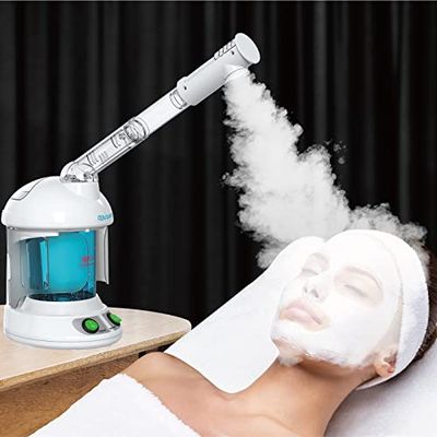 Facial Steamer - DENFANY Nano Ionic Face Steamer with Extendable 360 Rotating Arm - Portable Facial Steamer for Personal Care at Home or Salon (Blue)