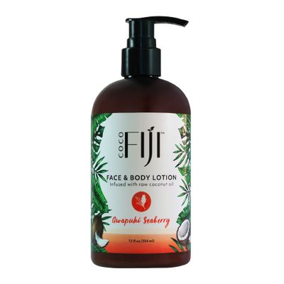 Coco Fiji Face &amp; Body Lotion Infused With Coconut Oil | Lotion for Dry Skin | Moisturizer Face Cream &amp; Massage Lotion for Women &amp; Men | Awapuhi Seaberry 12 oz, Pack of 1
