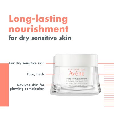 Eau Thermale Avne Revitalizing Nourishing Cream, Ultra Nourishing Face Moisturizer, Non-comedogenic 1.6 fl. oz.
