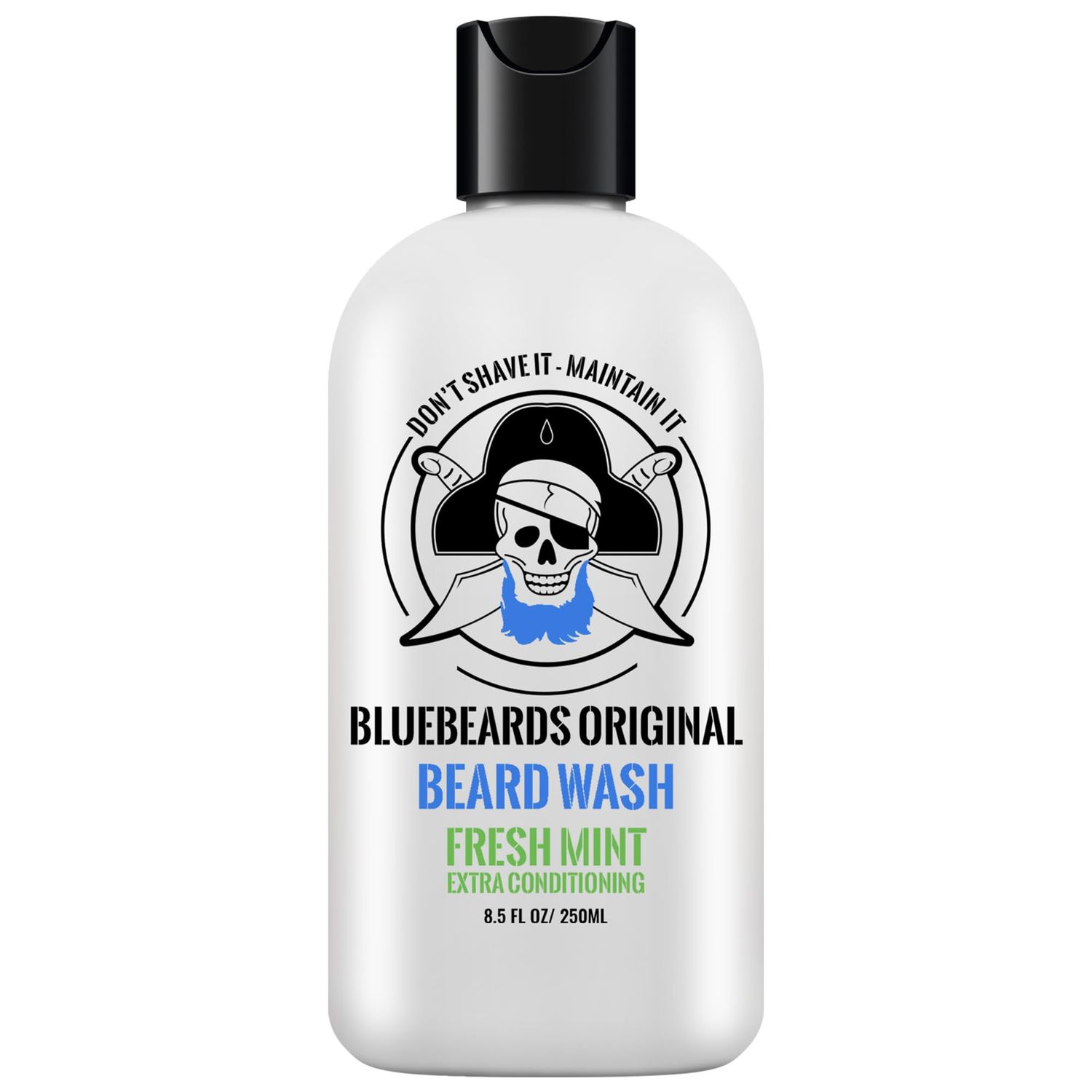 Bluebeards Original Fresh Mint Beard Care for Men, 8.5 oz. - Natural Peppermint Oil Formula for Deep Cleansing, Softening, and Conditioning Beard and Skin - Made in USA