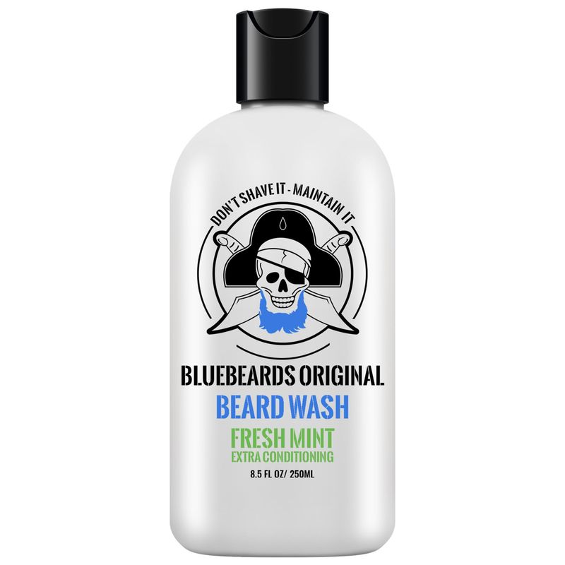 Bluebeards Original Fresh Mint Beard Care for Men, 8.5 oz. - Natural Peppermint Oil Formula for Deep Cleansing, Softening, and Conditioning Beard and Skin - Made in USA