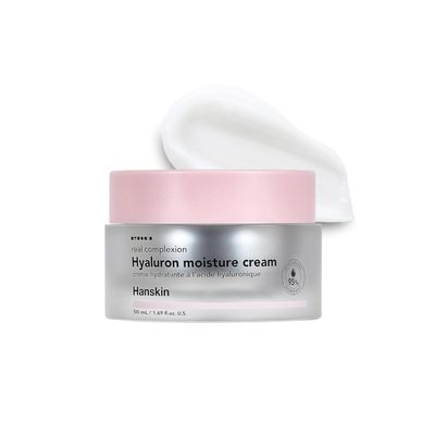 Hanskin Real Complexion Hyaluronic Moisture Cream,Hyaluronic Acid Moisturizer with Niacinamide Vitamin E Moisturizing Lotion for Sensitive and Dry Skin Korean Skincare 1.69 fl.oz.