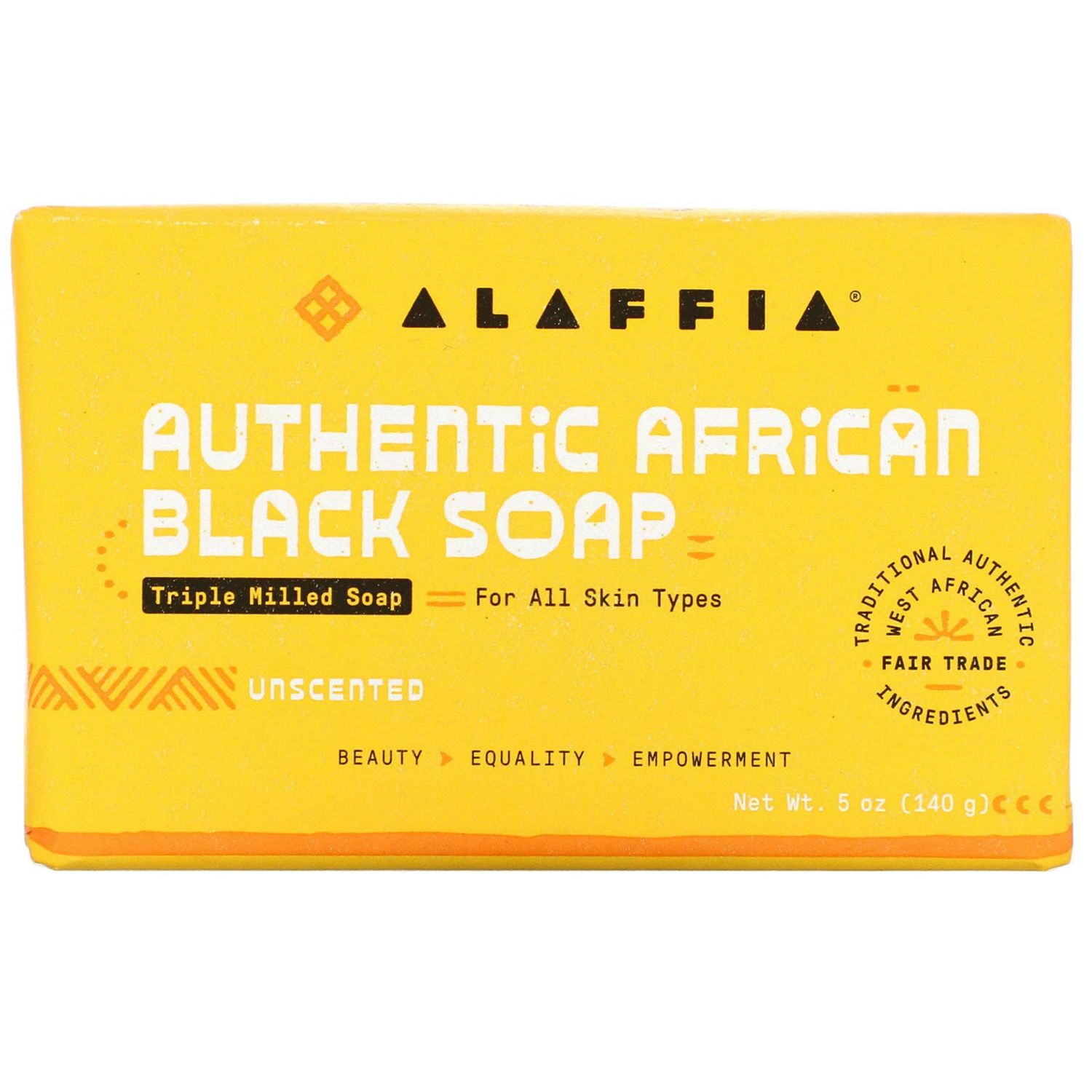 ALAFFIA Unscented Authentic African Black Soap, 5 OZ