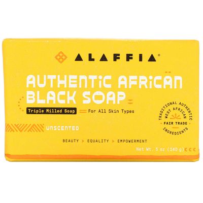 ALAFFIA Unscented Authentic African Black Soap, 5 OZ