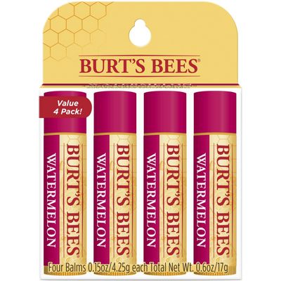 Burt&#39;s Bees 100% Natural Origin Moisturizing Lip Balm, Watermelon, 4 Tubes