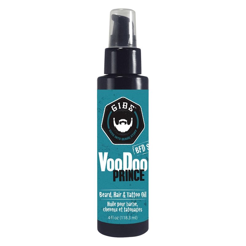 GIBS Grooming VooDoo Prince Beard, Hair &amp; Tattoo Oil  All-Natural with Bergamot, Sandalwood &amp; Sage Scent-Softens, Strengthens Beard &amp; Moisturizes Skin - 4 oz