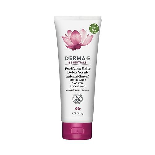 DERMA E Purifying Daily Facial Detox Scrub with Activated Charcoal and Seaweed Extract -Exfoliating Face Scrub Cleanses, Smooths and Brightens, 4oz