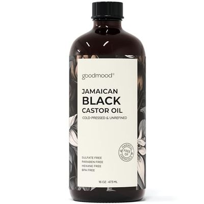 GOODMOOD Jamaican Black Castor Oil, 16 oz, Organic Cold Pressed Unrefined, Pure Castor Oil for Hair Growth, Skin Care, and Belly Fat