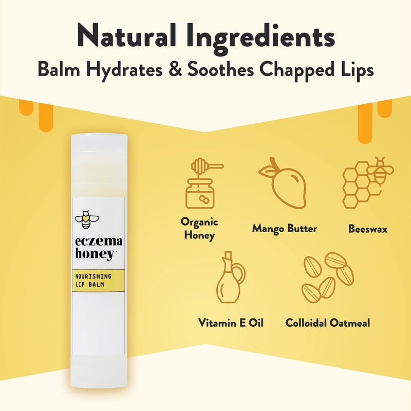 ECZEMA HONEY Nourishing Lip Balm - Organic Chapstick for Sensitive Skin - Daily Lip Moisturizer for Very Dry Lips - Mango Butter &amp; Honey Lip Balm - Natural Lip Care Products (1 Ct)