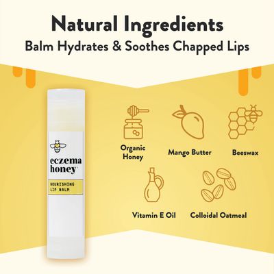 ECZEMA HONEY Nourishing Lip Balm - Organic Chapstick for Sensitive Skin - Daily Lip Moisturizer for Very Dry Lips - Mango Butter &amp; Honey Lip Balm - Natural Lip Care Products (1 Ct)