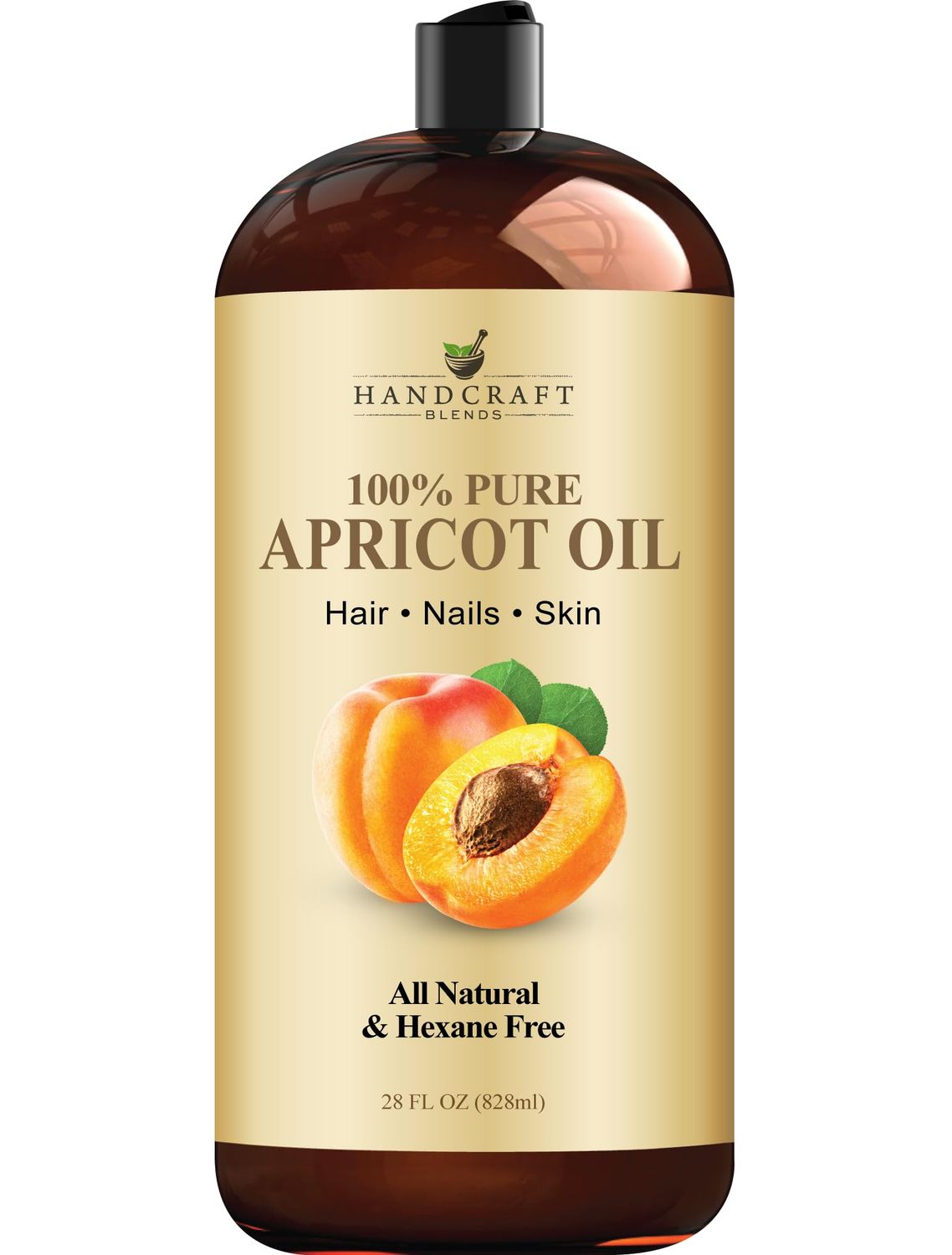 Handcraft Blends Apricot Kernel Oil - Cold-Pressed 28 Fl Oz - 100% Pure and Natural - Premium Grade Carrier Oil for Skin and Hair - Hair and Body - Massage - Hexane-Free