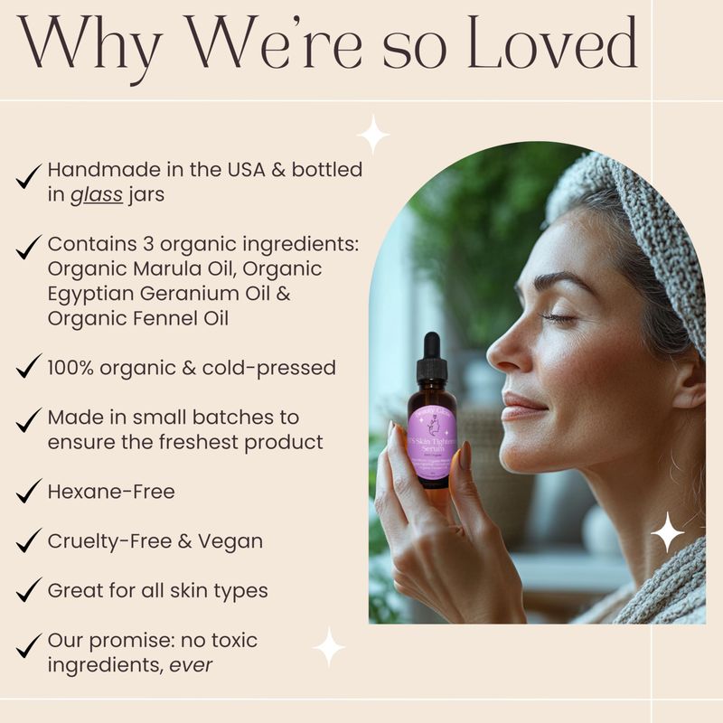 Beauty Glow STS Skin Tightening Serum Organic Marula, Egyptian Geranium &amp; Fennel Oils for Face Anti-Aging Miracle Facial Moisturizer Natural Skincare Hydrates Skin 1 Fl Oz