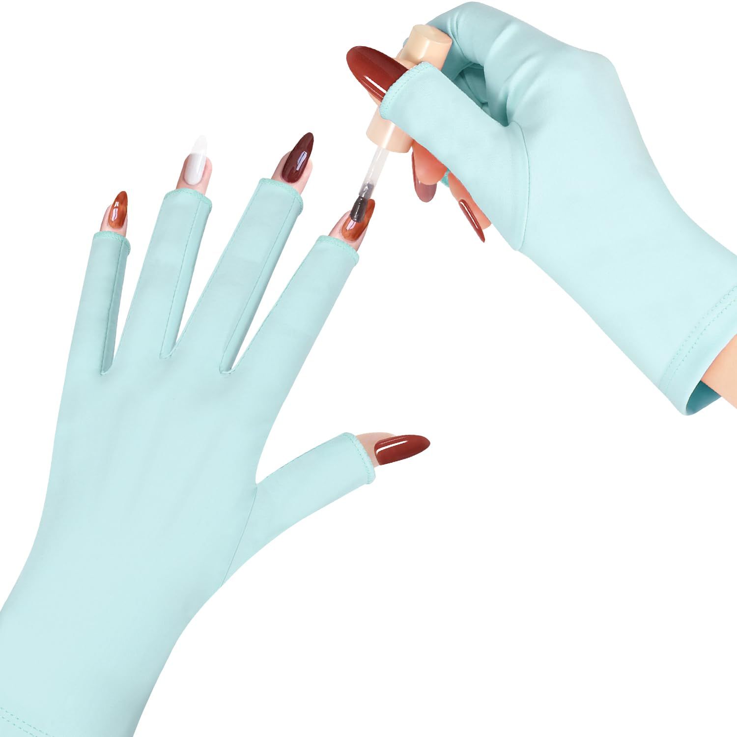 chemotex UV Nail Gloves: Professional UPF50+ Gel Manicure Protection - Art Skin Care Fingerless Gloves for Gel Nail Lamp, Blue