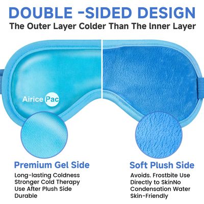 AiricePac Cold Eye Mask Cooling Eye Mask for Dry Eyes, Gel Eye Mask Eye Ice Pack Reusable Cold Eye Compress for Dark Circles, Migraines, Eye Surgery, Skin Care 2 Pack