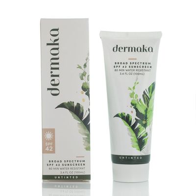 Dermaka Anti-Aging Untinted Sunscreen SPF 42 for All Skin Types - 3.4oz Water Resistant 80 min (Untinted Sunscreen)