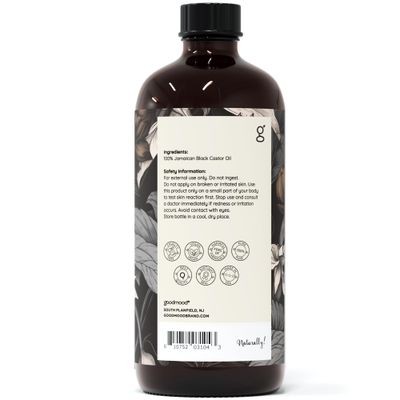 GOODMOOD Jamaican Black Castor Oil, 16 oz, Organic Cold Pressed Unrefined, Pure Castor Oil for Hair Growth, Skin Care, and Belly Fat