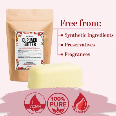 Better Shea Butter Cupuacu Butter Raw, Pure & Unrefined for Hair Growth & Dry Skin on Body and Face - Brazilian Body Butter Base for DIY Butter, Lotion Base and Soap Making - Cupuau Butter 16 oz