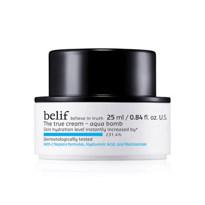 belif The True Cream Aqua Bomb 25ml: Daily Lightweight Facial Moisturizer, Hydrating &amp; Plumping Face Cream, Hyaluronic Acid, Niacinamide, Squalane, For All Skin Types, No Mineral Oils Korean Skin Care