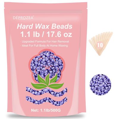 Hard Wax Beads - 1.1lb/17.6oz Wax beads for Hair Removal on Sensitive Skin, At-Home Waxing Refill for Brazilian Bikini Line,Body,Facial