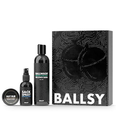 Ballsy Sack Pack, Men&#39;s Fresh Kit, Includes Body Wash, Deodorizing Spray and Cologne Rub, Men&#39;s Body Care, Ball Wash for Men Gift Pack, Bourbon &amp; Barrel