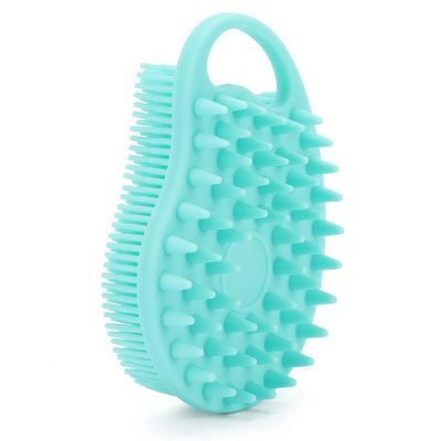2 in 1 Silicone Body and Hair Scrubber Shower Brush, Scalp Massager Shampoo Brush for All Kinds of Skin (Green)